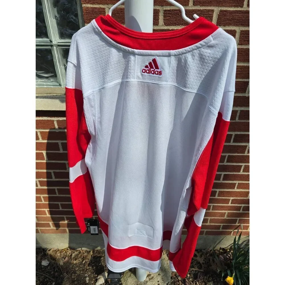 Size 60 Adidas Detroit Red Wings Authentic Hockey Away Jersey White CA7085 Men’s